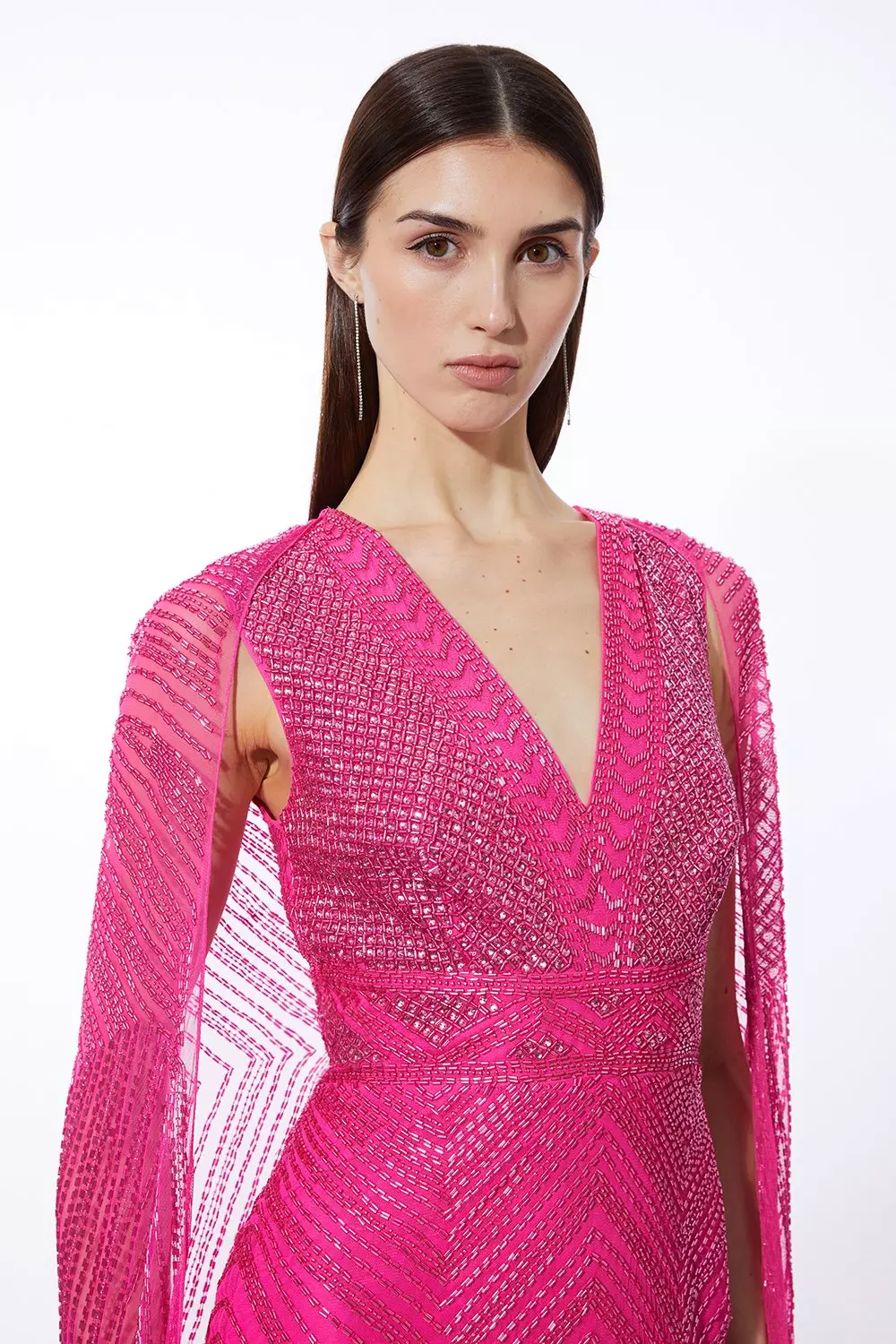 Premium Embellished Caped Maxi Dress | Karen Millen